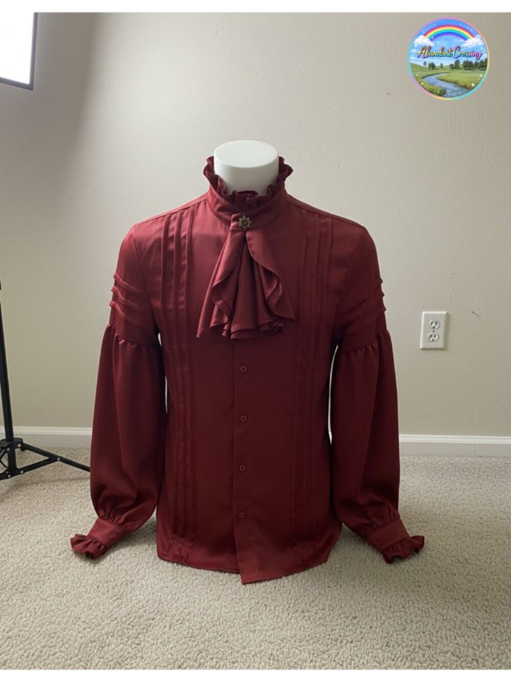 Men's Pirate Shirt Renaissance Victorian Gothic Costume Button Chiffon